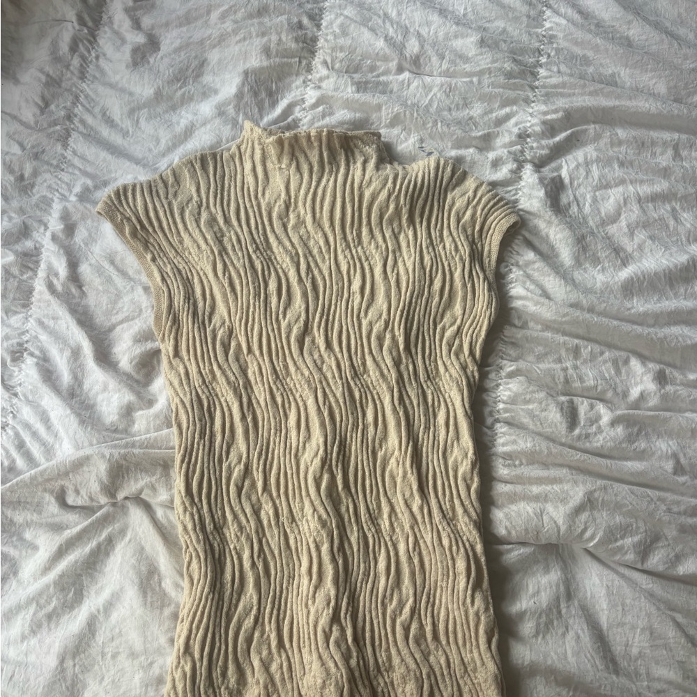 Zara Textured Cream Knit Top